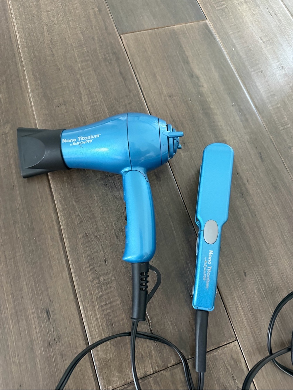 BaByliss Blue Nano Titanium Hair Dryer and Flat Iron Set
